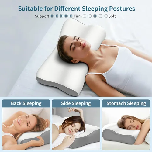 Vista 6 de Almohada cervical para el cuello para aliviar el dolor, almohada ergonómica para dormir de lado para dormir profundo, almohadas de espuma