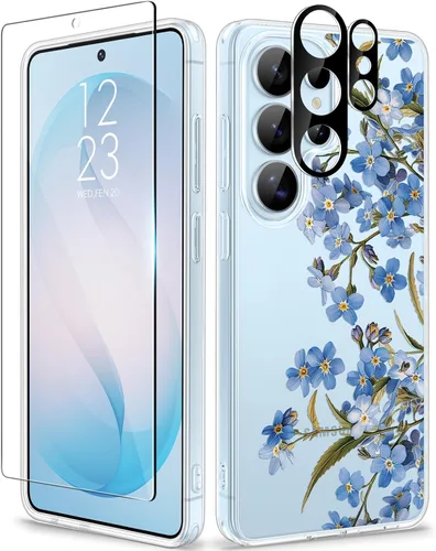 Vista 44 de GVIEWIN Funda para Samsung Galaxy S25, transparente, delgada, no 1-Floratopia/Colorido