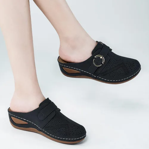 Vista 5 de Alicegana Sandalias de verano para mujer, cómodas, con puntera cerrada, cuña con gancho ajustable