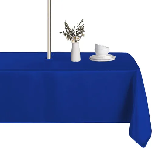 Vista 22 de LUSHVIDA Mantel cuadrado para exteriores con agujero para sombrilla y cremallera, 54 x 54 pulgadas, color negro, lavable, impermeable, a prueba