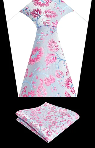Vista 187 de Alizeal Mens 3.15inches Leaf Flower Pattern Tie with Floral Pocket Square Set