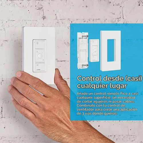 Vista 7 de Lutron Caseta Interruptor inteligente de control de velocidad de ventilador (se requiere Smart Hub Lutron), unipolar, PD-FSQN-BL, negro