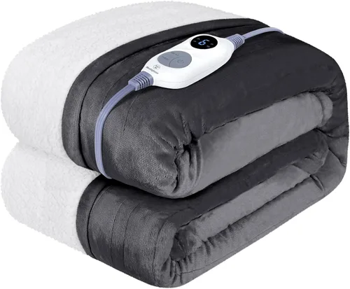 Vista 12 de Westinghouse - Manta eléctrica con calefacción, suave manta de franela a sherpa con 6 niveles de calefacción, configuración de tiempo de 2-10 horas