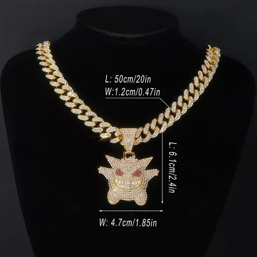 Vista 3 de MFJFHK Miami - Cadena de eslabones cubanos para hombre, chapado en oro dorado, collar de hip hop, cadena de diamantes para hombre, joyería de hip