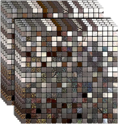 Vista 11 de 10 hojas de azulejos para salpicaduras de cocina, azulejos autoadhesivos, para pegar en tocadores de baño, decoración de chimenea, mesa