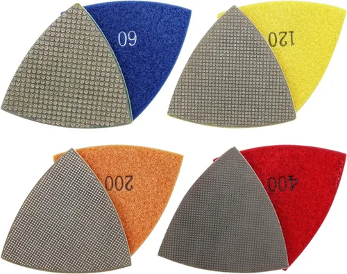 Vista 3 de Almohadillas triangulares de pulido de diamante de 3 pulgadas, 4 piezas para herramientas oscilantes, mármol y granito, piedra de vidrio pulido por