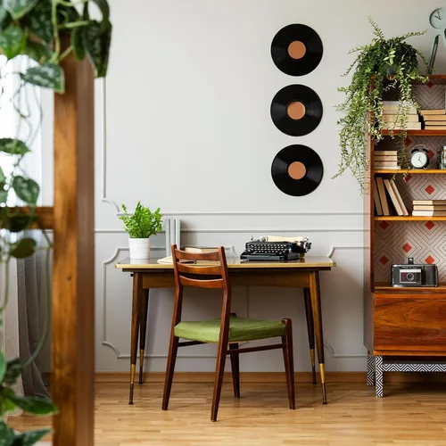 Vista 5 de Rebower Discos de vinilo en blanco de plástico liso impermeable para discos de vinilo falsos, [para sala de música retro en rollo DIY] - 7 pulgadas