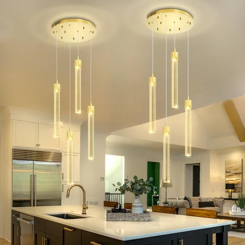 Vista 15 de ykolupty Luces colgantes modernas para isla de cocina, mini lámpara colgante de cristal negro con LED regulable de 2700 K-6000 K, lámpara de araña