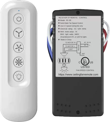 Vista 10 de Kit universal de control remoto para ventilador de techo, compatible con Hunter, Harbor Breeze Hampton Bay, ventiladores de control de 3 velocidades