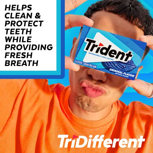 Vista 6 de Trident Goma de mascar sin azúcar, sabor original, 14 piezas (paquete de 1)