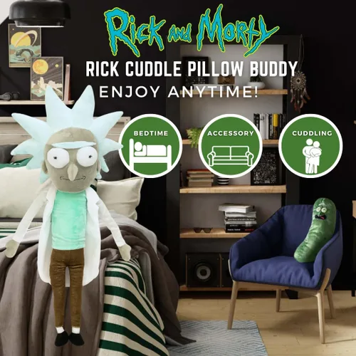 Vista 2 de Franco Collectibles Kidult Adult Swim Rick & Morty - Peluche súper suave, (producto 100% oficial), Rick The Scientist