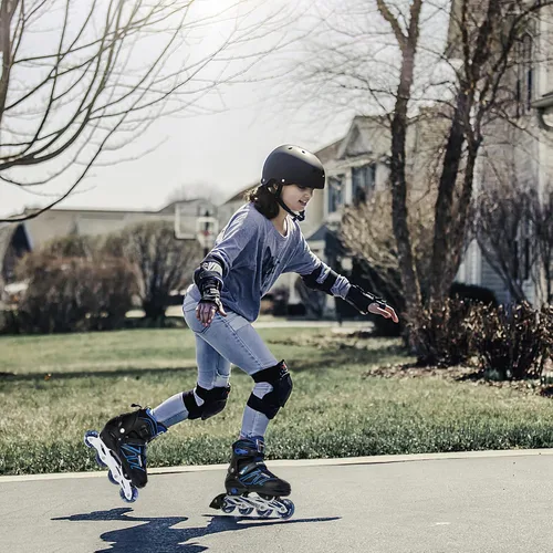 Vista 6 de Patines en línea ajustables para niños y niñas, patines en línea para niños, patines principiantes para niñas, hombres y mujeres al aire libre