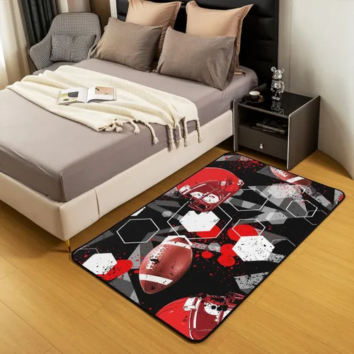 Vista 5 de jejeloiu Alfombra de fútbol de 3 x 5 pies, geométrica, para sala de estar, diseño de panal de abeja, alfombra decorativa para fútbol