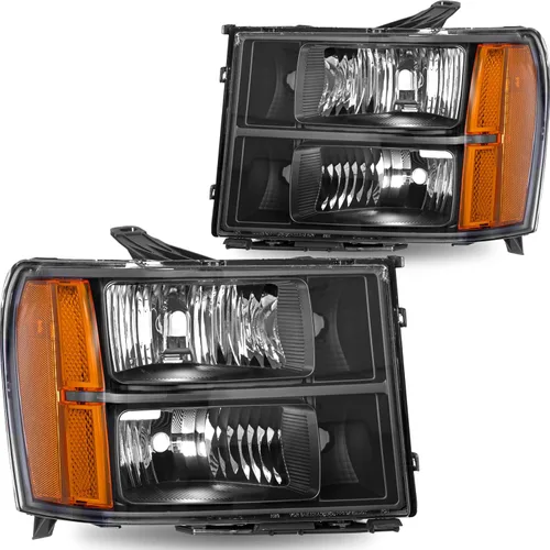 Vista 13 de SOCKIR Conjunto de Faros Halógenos Bombillas Incluidas Compatible con GMC 2007-2013 Sierra 1500 / 2007-2014 2500HD 3500HD 09-13 Hybrid Lado