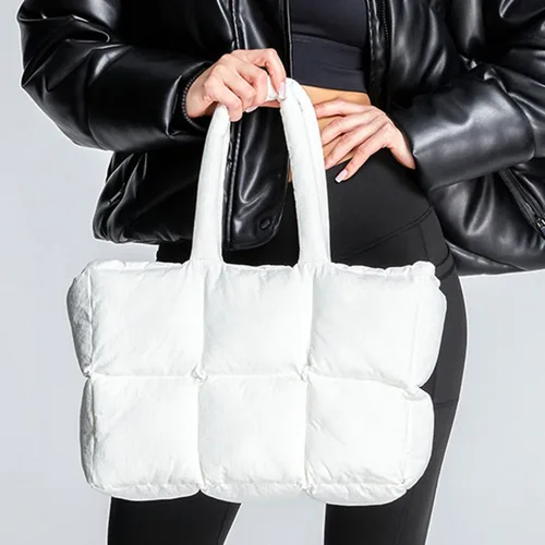 Vista 4 de YUHOCB Bolsa grande acolchada para mujer, bolsa de mano acolchada, suave y acolchada, bolsa de hombro ligera de lujo
