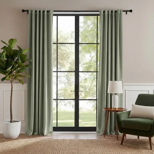 Vista 13 de RYB HOME Cortinas de terciopelo 100% opacas para sala de estar, cortinas de guardería con bloqueo de luz, 2 paneles, cortinas de ventana con Beige