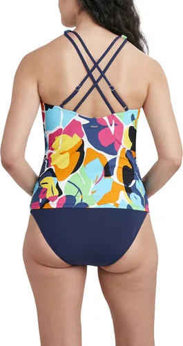 Vista 3 de Nautica Traje de baño tankini de cuello alto con espalda cruzada estándar para mujer con doble correa