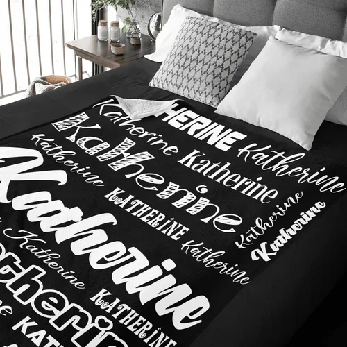 Vista 5 de Manta personalizada de bebé con nombre, manta personalizada con nombre para adultos, niños y familia (negro, 30 x 40 pulgadas)