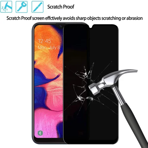 Vista 5 de YWXTW - Protector de pantalla de privacidad para Samsung Galaxy A50, A30, A20, antiespía, antirreflejos, cobertura completa, película de vidrio