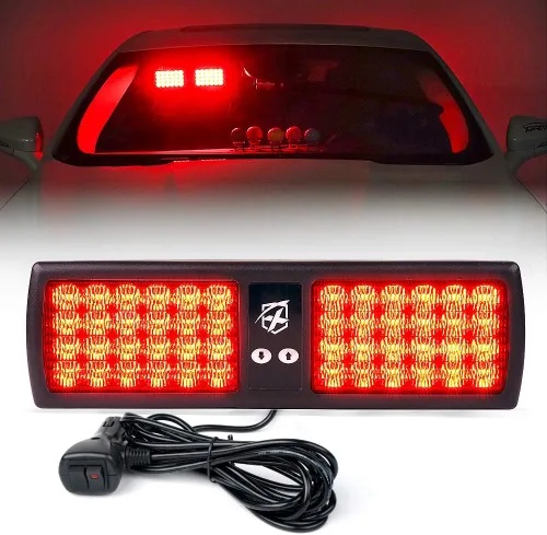 Vista 9 de Xprite - Luces estroboscópicas Amber de 48 LED para visor, luces interiores de parabrisas y protector solar, luces de advertencia de peligro