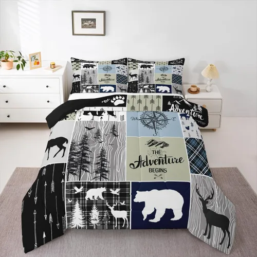 Vista 38 de Erosebridal Juego de edredón con temática de pesca, juego de ropa de cama rústica de granja tamaño individual para niños, adolescentes y adultos