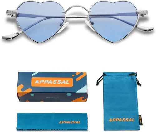 Vista 6 de Appassal Gafas de sol retro con forma de corazón para mujeres y hombres pequeños con forma de amor AP3679