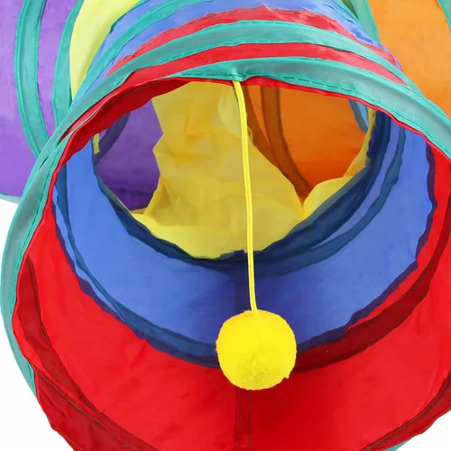 Vista 3 de Tubo y cubo para gatos, túnel emergente para gatos para interiores y exteriores, juguetes plegables de 3 vías/1 vía, color azul