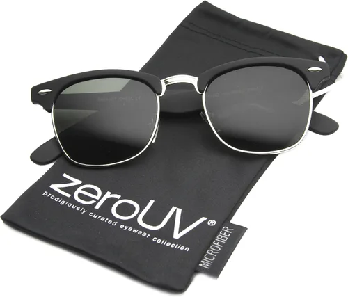 Vista 14 de zeroUV Diseñador Inspirado Classic mitad Marco Horned Rim anteojos de sol Wayfer Paquete de 2 Negro / Humo + Tortuga / Marrón
