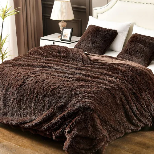Vista 19 de YUSOKI manta de piel sintética extrasuave con pelos largos, transpirable, de 50 x 60 pulgadas, mullida, acogedora y cómoda, de microfibra de lujo