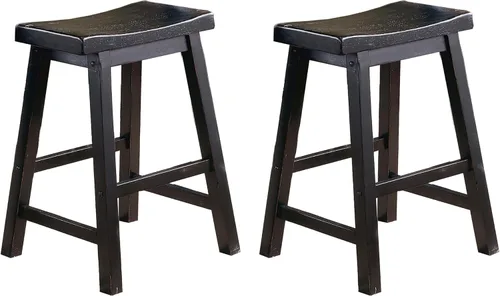Vista 13 de Lexicon Saddleback - Juego de 2 taburetes de cocina de madera maciza, taburetes de cocina de altura para comedor, opciones de asiento de silla sin