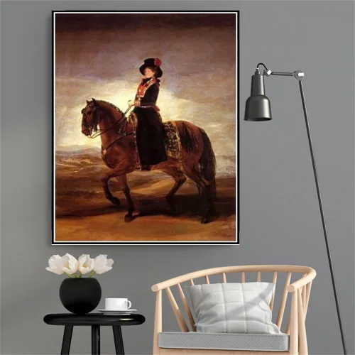 Vista 2 de Pintura por números para adultos Kits de Retrato ecuestre de María Luisa de Parma Pintura por Francisco Goya Kit de pintura por números para niños