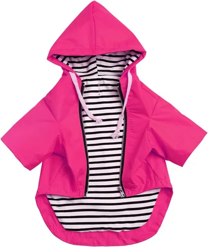 Vista 11 de Chaqueta impermeable para perros, impermeable, para razas pequeñas y medianas, cierre de cremallera, bolsillo de almacenamiento, agujero para arnés
