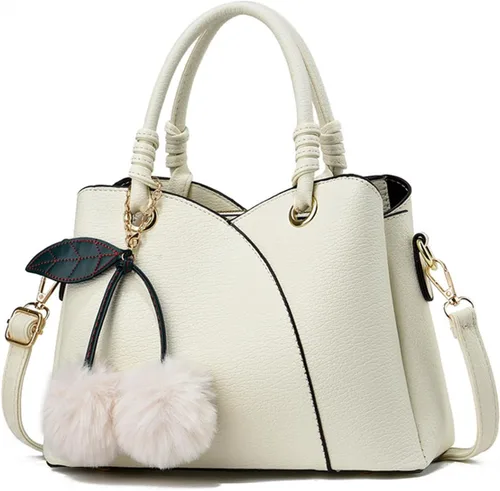 Vista 12 de NICOLE & DORIS Bolso de mano para mujer, bolso de hombro de moda con asa superior, bolsos elegantes con pompón