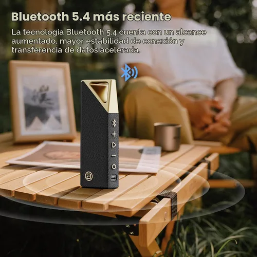 Vista 2 de Altavoz Bluetooth inalámbrico portátil, altavoz portátil IPX7 impermeable Negro dorado