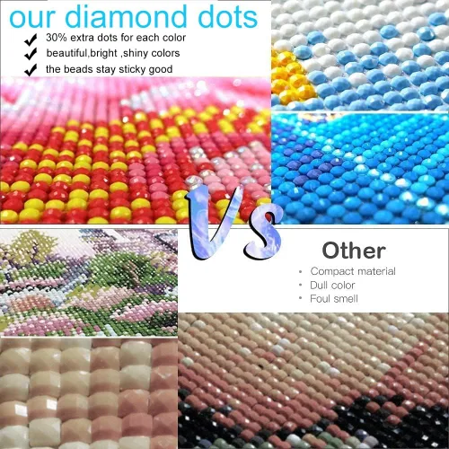 Vista 2 de YSUNETER Paquete de 4 kits de pintura de diamantes para adultos – Pinturas redondas de puntos de diamante para principiantes, pintura con gemas