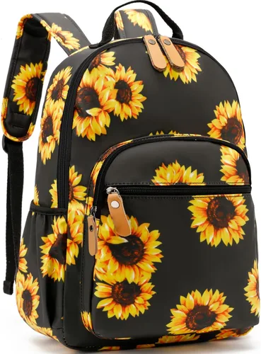 Vista 89 de Leaper Mochila para laptop para mujer: linda mochila floral para escuela, universidad, viajes, trabajo, mochila ligera para niños, Negro margarita