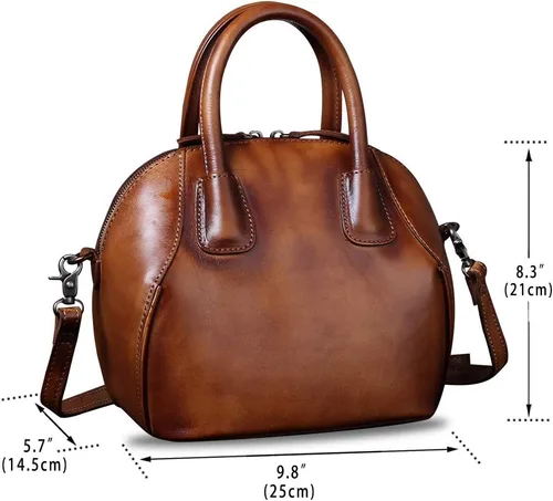 Vista 4 de Bolsos de cuero genuino para mujer, bolso cruzado vintage hecho a mano