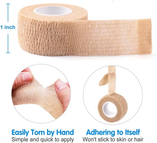 Vista 2 de LotFancy Cinta autoadhesiva, paquete de 30, 1 pulgada x 5 yardas, vendaje autoadhesivo para vendaje elástico, cinta médica de primeros auxilios