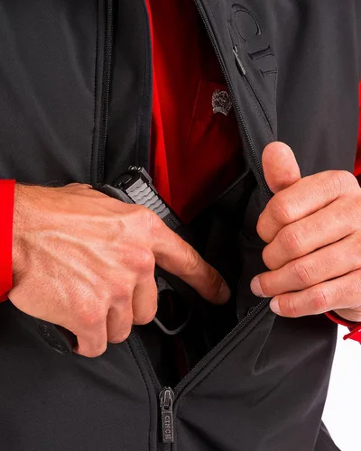 Vista 4 de Cinch Chaleco Softshell para hombre con bolsillos ocultos de transporte, Negro