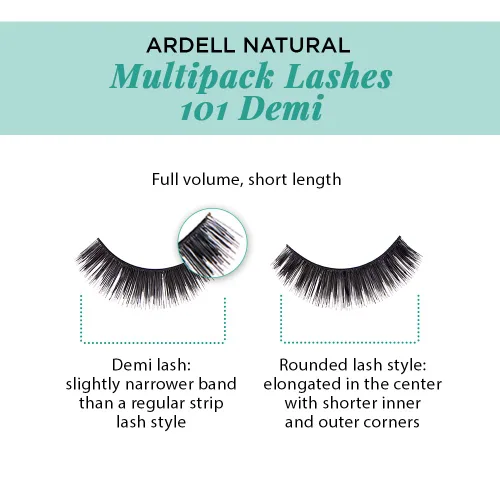 Vista 3 de Ardell Demi Wispies #101 - Pestañas postizas de aspecto natural, color negro, ligeras, de aspecto natural, 4 pares x 1 paquete