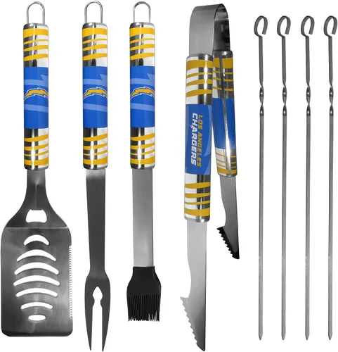 Vista 2 de NFL Siskiyou Sports Fan Shop Los Angeles Chargers - Juego de barbacoa de acero con funda, 8 piezas, color gris