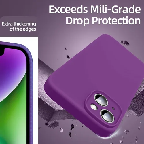 Vista 6 de Dssairo Funda magnética para iPhone 14, con 2 protectores de pantalla, silicona líquida mejorada, protección de cámara mejorada, protección