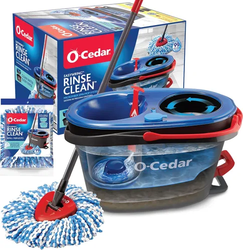 Vista 17 de [Usado] O-Cedar RinseClean - Sistema de trapeador giratorio y cubeta Limpia con agua limpia Elimina el 99% de las bacterias Trapeador giratorio