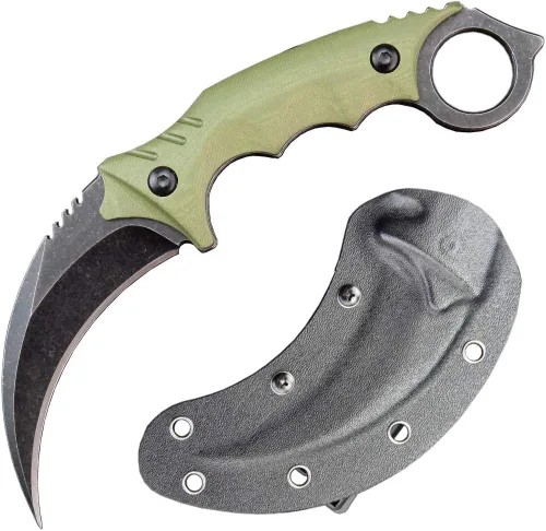 Vista 7 de Gtkii Cuchillo de garra Gtk111, hoja de acero D2, mango antideslizante G10, funda Kydex, afilado, campamento al aire libre, caza, herramienta EDC