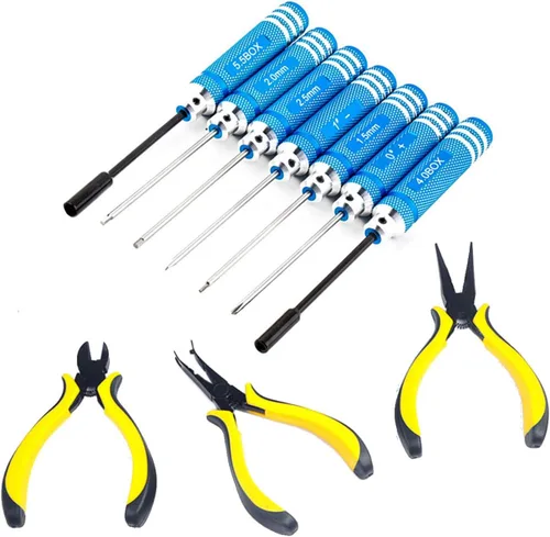 Vista 2 de ShareGoo 10 en 1 Destornilladores RC Kit de Alicates Hex Hexangular Juego de herramientas de reparación para RC Helicóptero Quadcopter Avión Coche