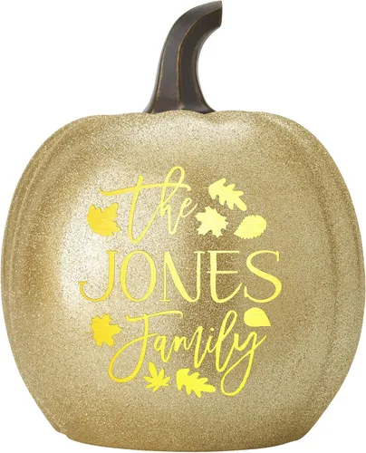 Vista 13 de Let's Make Memories Calabaza iluminada personalizada, decoración de Halloween de Jack o Lantern, nombre de tu familia en una calabaza personalizada