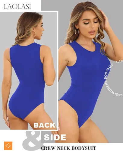 Vista 4 de LAOLASI Traje de cuerpo básico sin mangas con cuello redondo para mujer