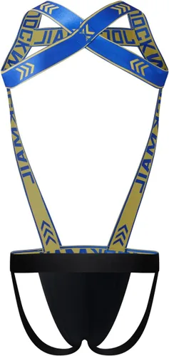 Vista 4 de Arnés deportivo para hombre con correa de hombro para hombre Jock Strap Fitness de una pieza arnés para hombre con jockstrap body