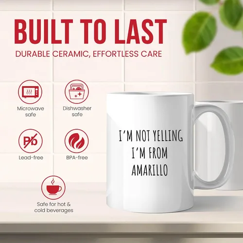 Vista 4 de Funny Amarillo Mug - Panhandle Humor Coffee Cup - Resident Funny Gift From - State Tea Mugs - Route 66 Cups - 11 Oz Ceramic Gifts For Locals