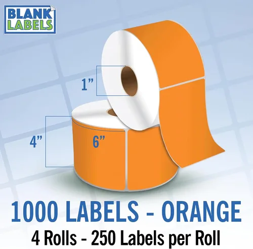 Vista 25 de Blank Labels Etiquetas en rollo de transferencia térmica directa de 4 x 6 pulgadas, 290 azules Núcleos de 3 pulgadas con Perfs Easy Tear